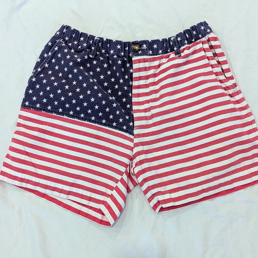 Chubbies Shorts Mens Medium Mericas USA Flag Red White Blue Striped 5.5" Elastic